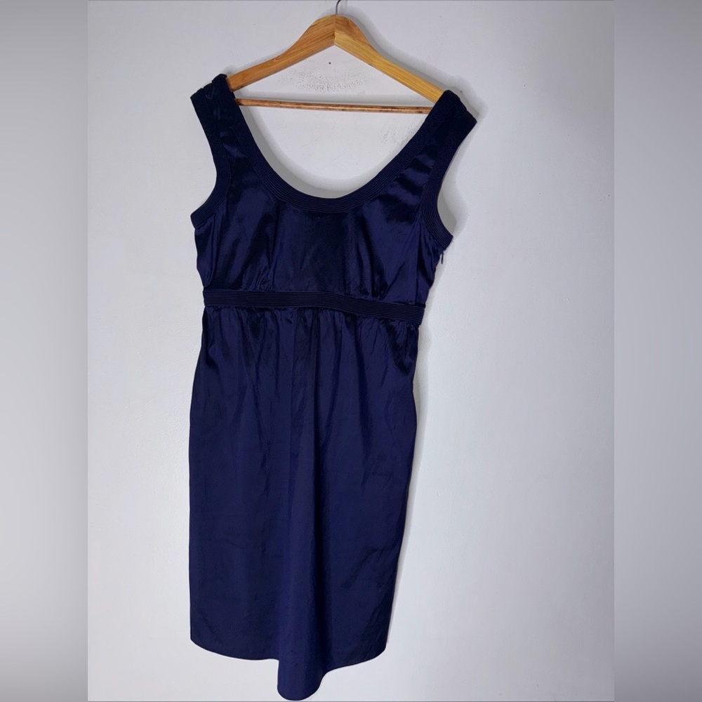calypso st barth Medium Navy Blue Silk Sheath Dress Empire Waist